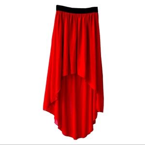 Charlotte Russe Red Women's Chiffon High Low Asymmetrical Skirt Medium